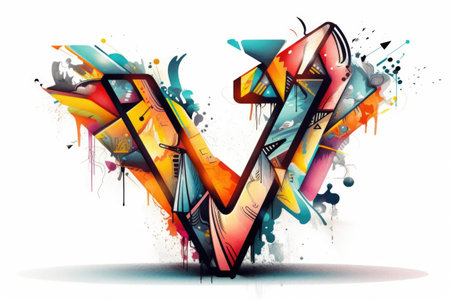 letter v, street art style, on white background, created with generative aiの素材