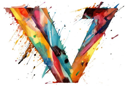 letter v, 3d block letters style, on white background, created with generative aiの素材