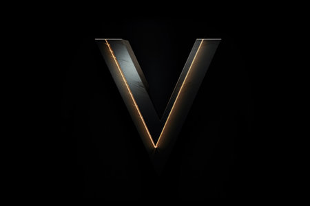 letter v, minimalist style, on black background, created with generative aiの素材