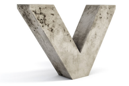 letter v, from concrete, on white background, created with generative aiの素材