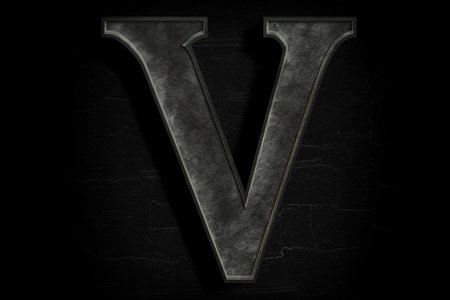 letter v, chalkboard style, on black background, created with generative aiの素材