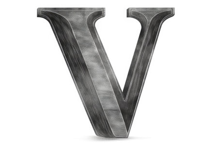 letter v, chalkboard style, on white background, created with generative aiの素材