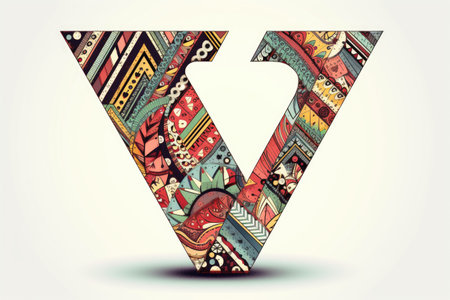 letter v, medieval manuscript style, on black background, created with generative aiの素材