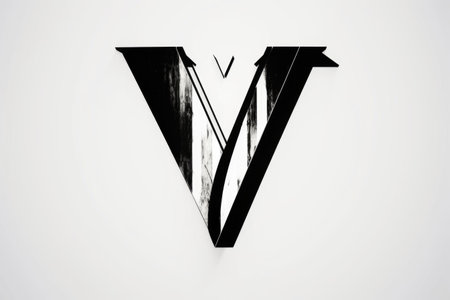 letter v, stencil, on white background, created with generative aiの素材