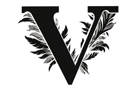 letter v, stencil, on white background, created with generative aiの素材