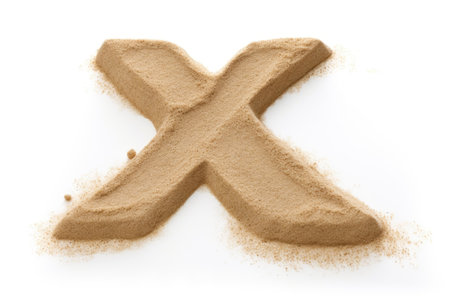 letter x, from sand, on white background, created with generative aiの素材