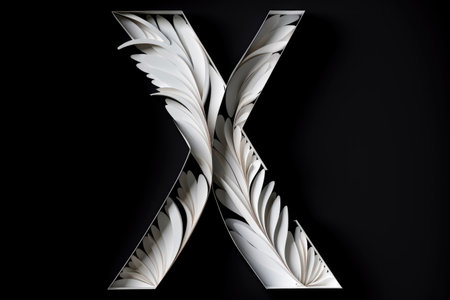 letter x, paper cut-out style, on black background, created with generative aiの素材