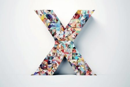 letter x, mosaic style, on white background, created with generative aiの素材