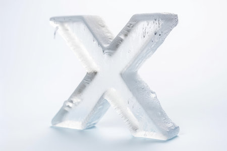letter x, ice and snow style, on white background, created with generative aiの素材