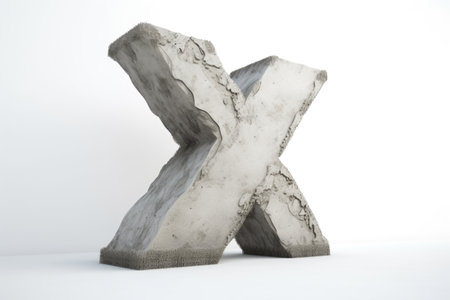 letter x, from concrete, on white background, created with generative aiの素材