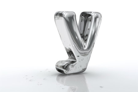letter y, from glass, on white background, created with generative aiの素材