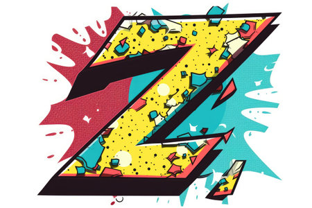 letter z, pop art style, on white background, created with generative aiの素材