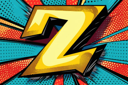 letter z, pop art style, on white background, created with generative aiの素材