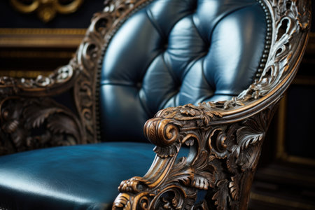 detailed close-up of a hand-carved victorian armchair, created with generative aiの素材