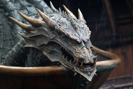 a viking ships stern detail, featuring the iconic dragon head, created with generative aiの素材