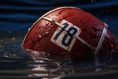 detail shot of a water polo cap with the number visible, created with generative aiの素材