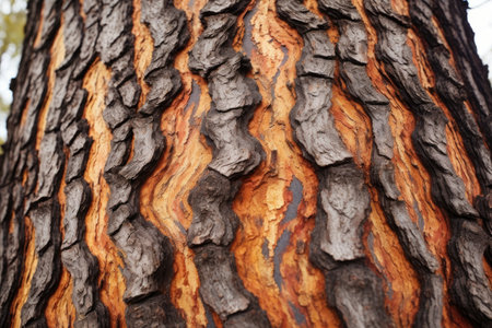 close-up of a tree bark with a pattern similar to a celestial body, created with generative aiの素材