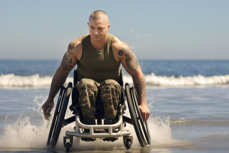 player dribbling the ball in a wheelchair basketball game, created with generative aiの素材