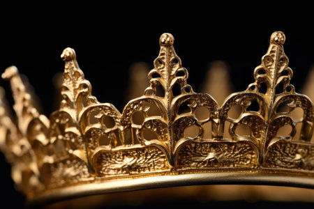 macro shot of the intricate design of a gold crown, created with generative aiの素材