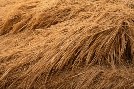 a close-up shot of a haystack, showing the texture and detail of the hay, created with generative aiの素材