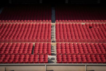 a single empty seat in an otherwise bustling grandstand, created with generative aiの素材