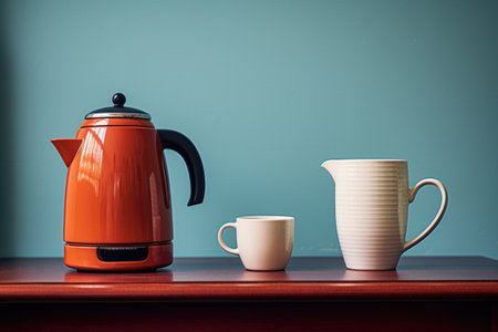 a tiny coffee cup next to a normal-sized coffee pot, created with generative aiの素材