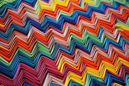 zigzag patterns created using diverse colored paper clips, created with generative aiの素材