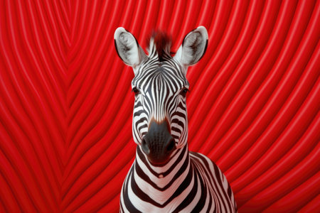 zebra stripes contrasted against a plain, solid color background, created with generative aiの素材
