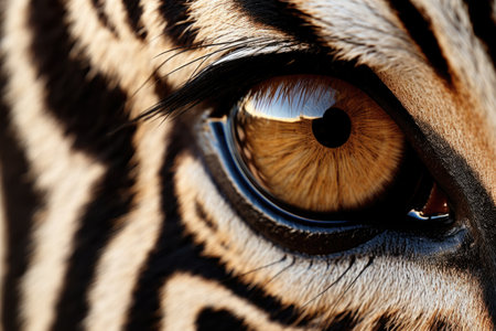 macro shot of a zebras muzzle, focusing on stripes pattern, created with generative aiの素材