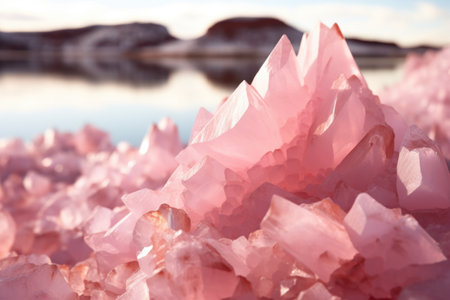 a close-up of the pink salt crystals from the pink lake, created with generative aiの素材
