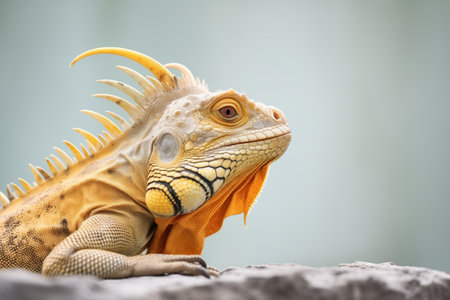 side profile of an iguana on a granite ledgeの素材