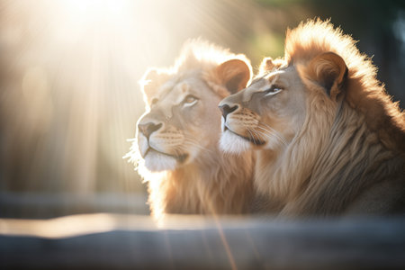 sunbeam spotlighting a lion couples restの素材
