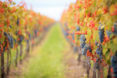 rows of berry bushes ready for harvestの素材