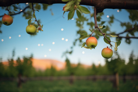 star constellation over apple orchardの素材
