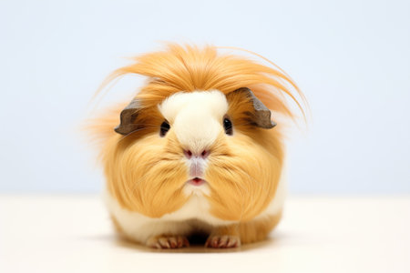 fluffy guinea pig with puffed cheeks, squeakingの素材