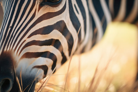 close-up of zebra muzzle while grazingの素材
