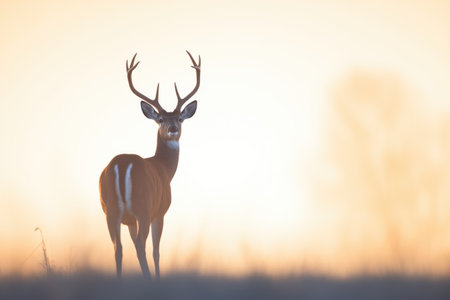 silhouette of springbok against sunriseの素材