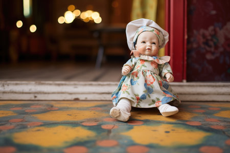 a single abandoned prop on the stageè¢Âa chipped porcelain dollの素材