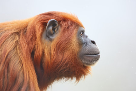 side view of howler monkey with breath visible in cold airの素材
