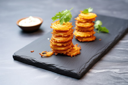 palmiers stacked on a slate serving boardの素材