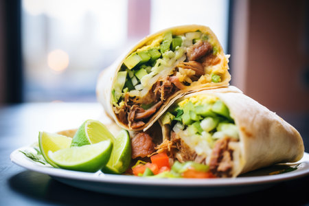 overstuffed burrito breaking open, fillings spilling outの素材