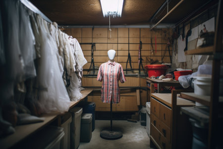 spooky mannequin in a neglected storage roomの素材
