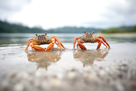 crabs during beach spawning seasonの素材