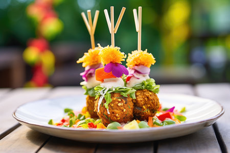 rainbow veggie falafel on skewers, grilledの素材