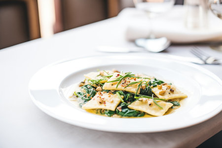 vegan ravioli made with tofu and spinach fillingの素材