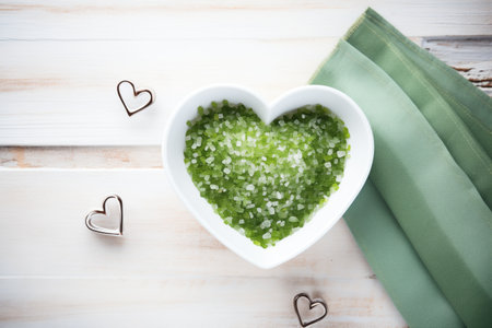 heart-shaped spirulina bowl for a wellness conceptの素材