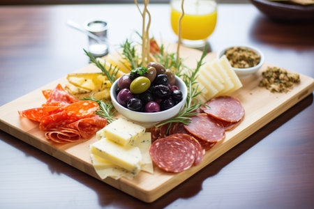 manchego wedges, chorizo, and olives platterの素材