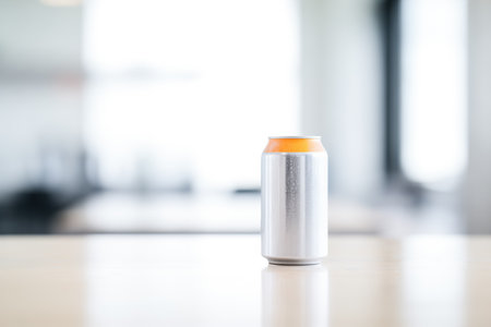aluminum can at the forefront with blurred white backdropの素材