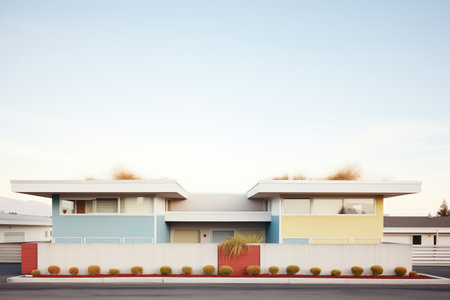 flatroof duplex with matching minimalist landscapingの素材