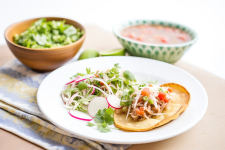 fresh chalupa on a white plate, salsa on the sideの素材